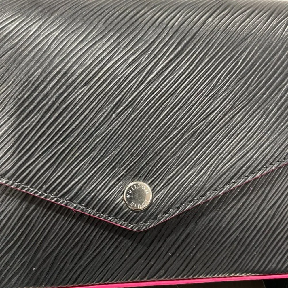 Louis Vuitton Epi Pochette Felicie Black Silver Chain Strap (141607)